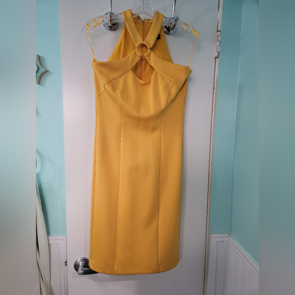 Thalia Sodi Gold halter dress